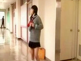 Japanese schoolgirl masturbating in the toilet, ready for some hot XXX action!